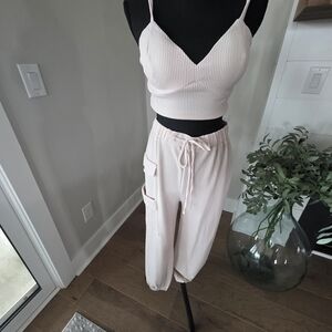 NWT! Women's Cream Ribbed Jumpsuit